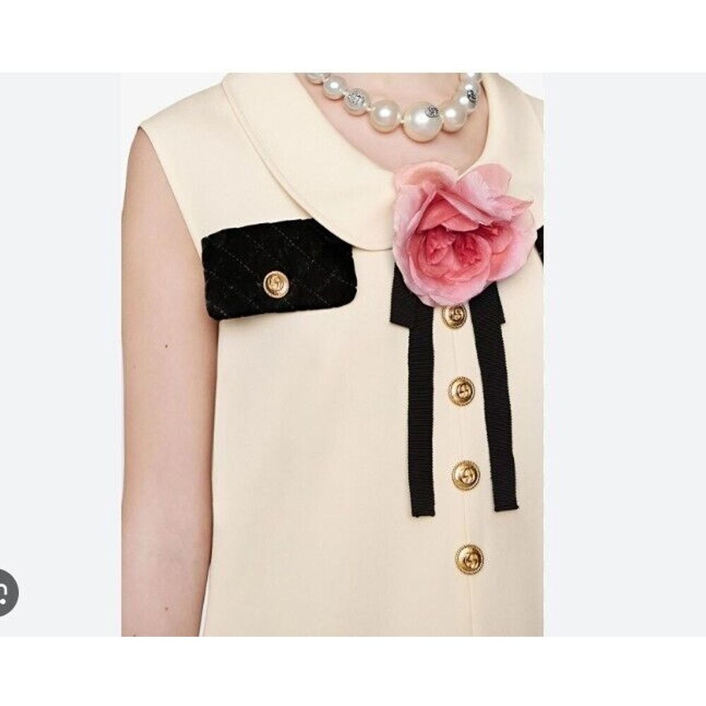 NWT. $3600 GUCCI Floral-appliquéd cady mini dress XXS - Picture 7 of 16